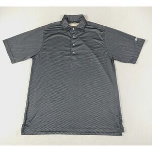 Donald Ross Polo Shirt Mens Medium Gray Geometric Golf Performance PMR Logo